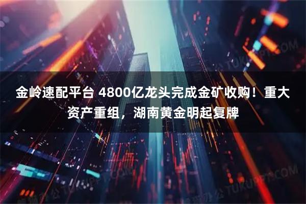 金岭速配平台 4800亿龙头完成金矿收购！重大资产重组，湖南黄金明起复牌